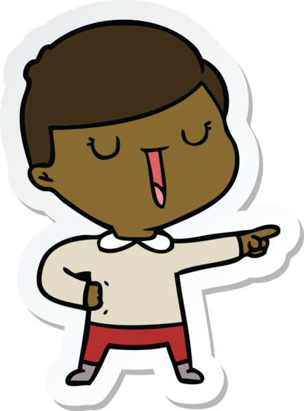 Bir insan tarafından çizilmiş mutlu bir çocuğun çıkartması.