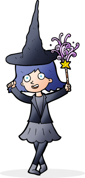 bir insan tarafından çizilmiş mutlu bir cadı.