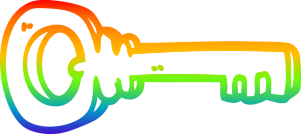 gökkuşağı gradyan çizgi çizimi bir insan tarafından çizilmiş metal bir anahtar