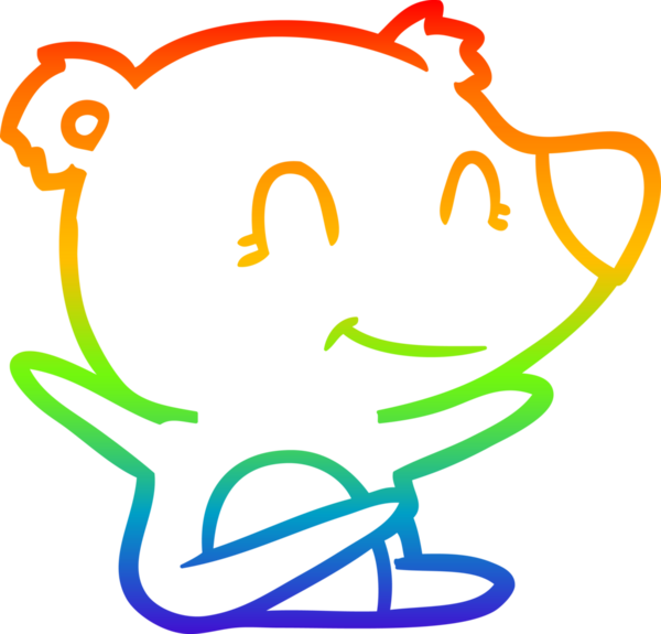 Bir insan tarafından çizilmiş gülümseyen ayı çizgi filmi.