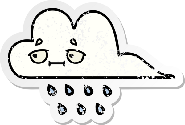 Bir insan tarafından çizilmiş tatlı bir yağmur bulutunun sıkıntılı çıkartması