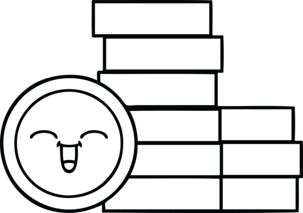 Bir insan tarafından çizilmiş bozuk paraların çizgi çizimi