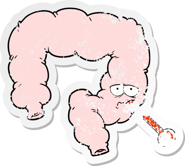 Bir insan tarafından çizilmiş sağlıksız bir kalın bağırsağın sıkıntılı çıkartması.