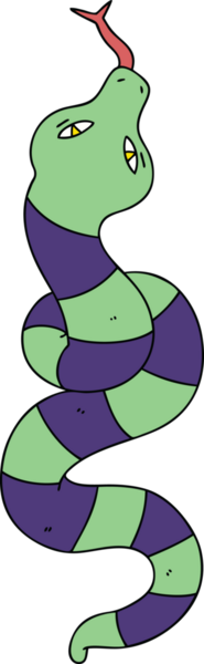 Bir insan tarafından çizilmiş tuhaf çizgi film yılanı.