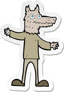 Bir insan tarafından çizilmiş bir kurt adamın çıkartması.