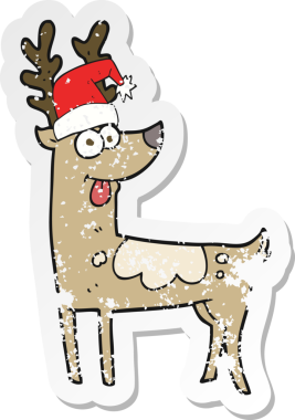 Bir insan tarafından çizilmiş deli ren geyiği çizgi filminin gerilimli yapıştırması.