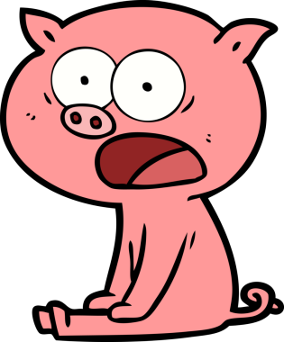 Bir insan tarafından çizilmiş domuz bağırıyor.