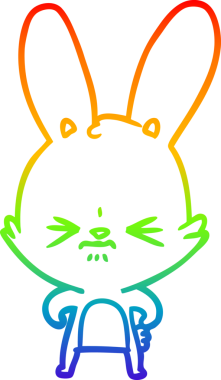 Gökkuşağı gradyan çizgisi. Bir insan tarafından çizilmiş şirin bir tavşan çizimi.