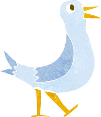 Bir insan tarafından çizilmiş yürüyen bir kuş.