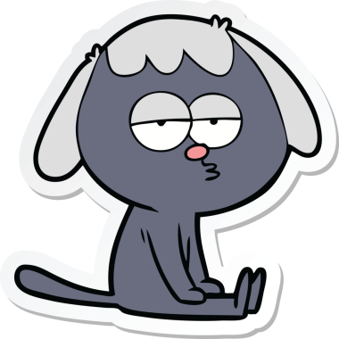 Bir insan tarafından çizilmiş yorgun bir köpeğin çıkartması.