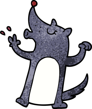 Bir insan tarafından çizilmiş uluyan kurt.