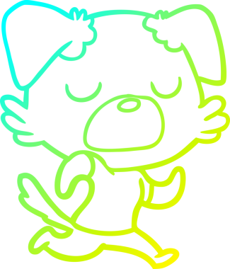 Bir insan tarafından çizilen çizgi film köpeğinin soğuk çizgi çizimi.