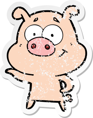 Bir insan tarafından çizilmiş bir domuzun sıkıntılı çıkartması.