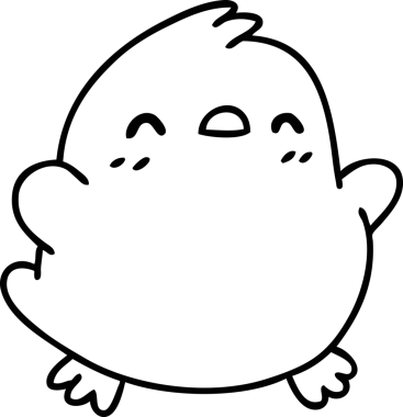 Bir insan tarafından çizilmiş şirin bir kuşun çizgi karalaması