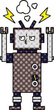 bir insan tarafından çizilmiş bir robotun çizgi roman tarzı