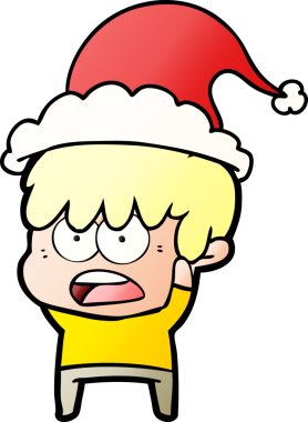 Bir insan tarafından çizilmiş Noel Baba şapkası takan bir çocuğun gradyan çizimi.