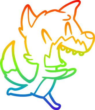 Gökkuşağı gradyan çizgisi bir insan tarafından çizilen gülen tilkinin çizimi