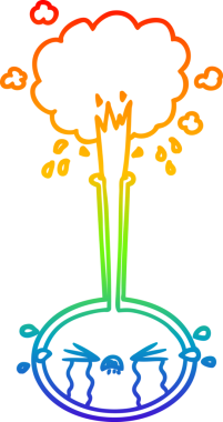 Gökkuşağı gradyan çizimi ağlayan bir karikatür bilim deneyi bir insan tarafından çizildi.