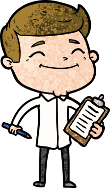 Bir insan tarafından çizilen mutlu çizgi film adamı.