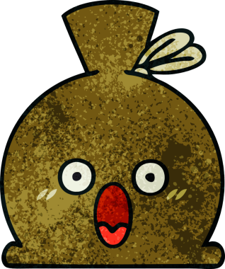 Bir insan tarafından çizilmiş eski grunge desenli bir çuval.