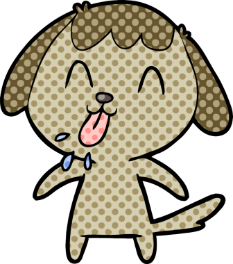 Bir insan tarafından çizilmiş şirin bir çizgi film köpeği.