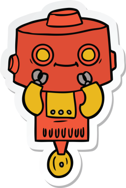 Bir insan tarafından çizilmiş robot karikatür çıkartması.