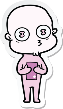 Bir insan tarafından çizilmiş garip kel bir uzay adamının çıkartması.