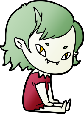 Çizgi film dostu vampir kız bir insan tarafından çizildi.