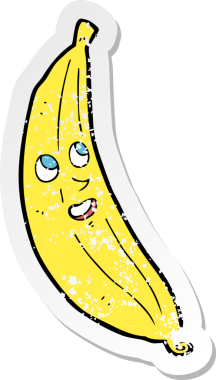 Bir insan tarafından çizilmiş mutlu bir muzun gerilimli yapıştırması.