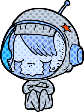 Bir insan tarafından çizilmiş ağlayan astronot kız.