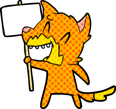 Bir insan tarafından çizilmiş gülen tilki çizgi filmi.