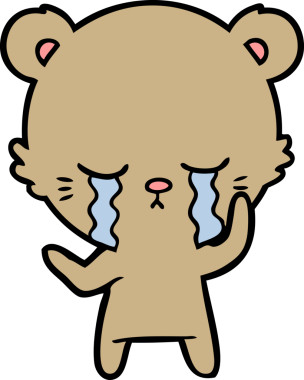 Bir insan tarafından çizilmiş ağlayan çizgi film ayısı.