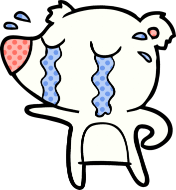 Bir insan tarafından çizilmiş üzgün küçük kutup ayısı çizgi filmi.