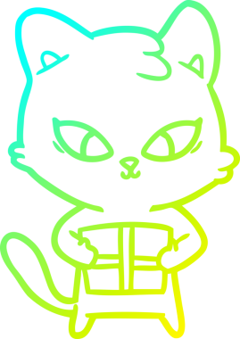 Bir insan tarafından çizilmiş bir çizgi film kedisinin soğuk gradyan çizgisi.