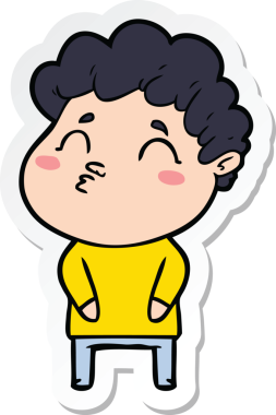 Bir insan tarafından çizilmiş karikatür adamın çıkartması.