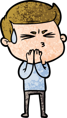 Bir insan tarafından çizilmiş terleyen çizgi film adamı.