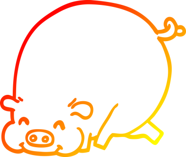 Bir insan tarafından çizilmiş şişman bir domuzun sıcak çizgi çizimi.