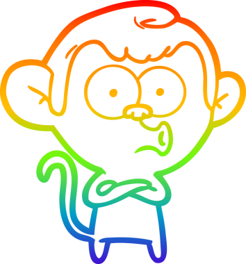 gökkuşağı gradyan çizgi çizimi bir insan tarafından çizilmiş öten maymun