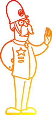 Bir çizgi film polisinin insan tarafından çizilmiş sıcak çizgi çizimi.