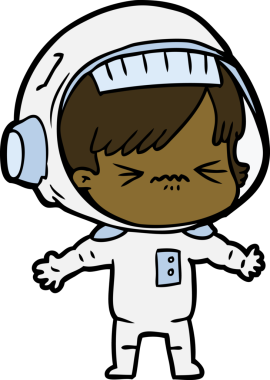 Bir insan tarafından çizilmiş kızgın uzay kızı.