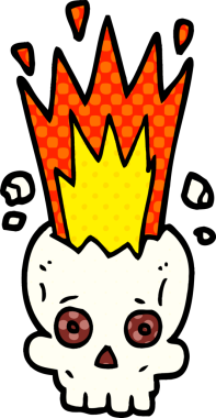 Bir insan tarafından çizilmiş karalama patlayan kafatası.