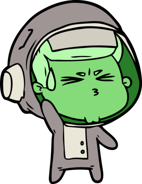 Çizgi film bir insan tarafından çizilmiş astronot.