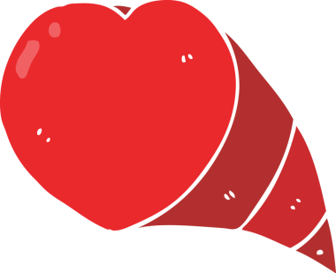 Bir insan tarafından çizilmiş düz renk çizgi film aşk kalp sembolü