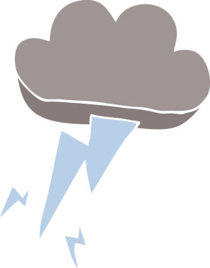 Bir insan tarafından çizilmiş karalama gök gürültüsü ve şimşek.