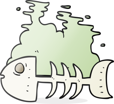 Bir insan tarafından çizilmiş karikatür balık kemikleri