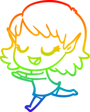 Gökkuşağı gradyan çizimi mutlu bir çizgi film kızı bir insan tarafından çizilmiş