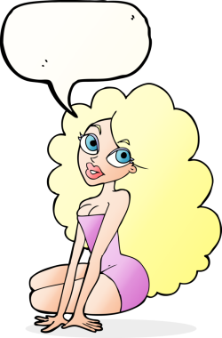 Bir insan tarafından çizilmiş konuşma balonu olan güzel bir kadın.