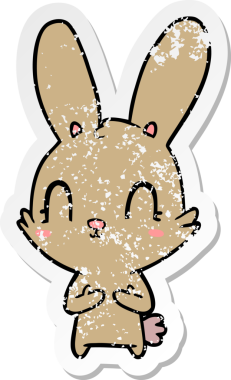 Bir insan tarafından çizilmiş şirin bir tavşanın sıkıntılı çıkartması.