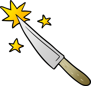 Bir insan tarafından çizilmiş keskin bir mutfak bıçağı.