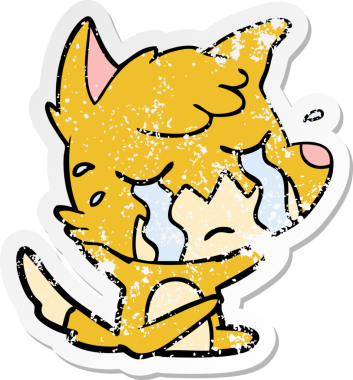 Bir insan tarafından çizilmiş ağlayan tilki çizgi filminin sıkıntılı çıkartması.